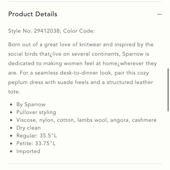 Anthropologie Sparrow Serena Peplum Knit Sweater Sheath Slip Mini Dress - S P - Picture 13 of 13